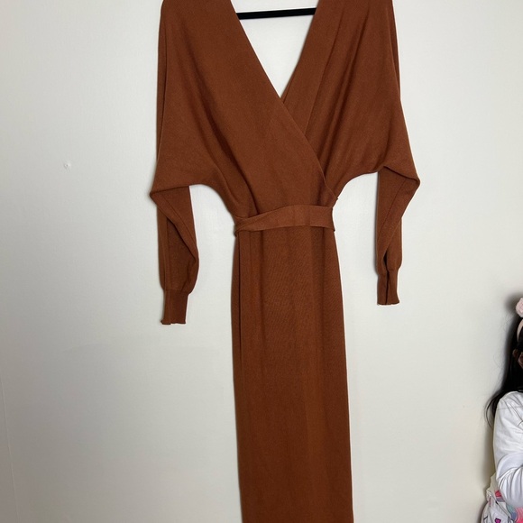 Womens Long Knitted Dress Sexy Wrap Sweater Long Sleeves Occasion Chic Fitted - Picture 12 of 16